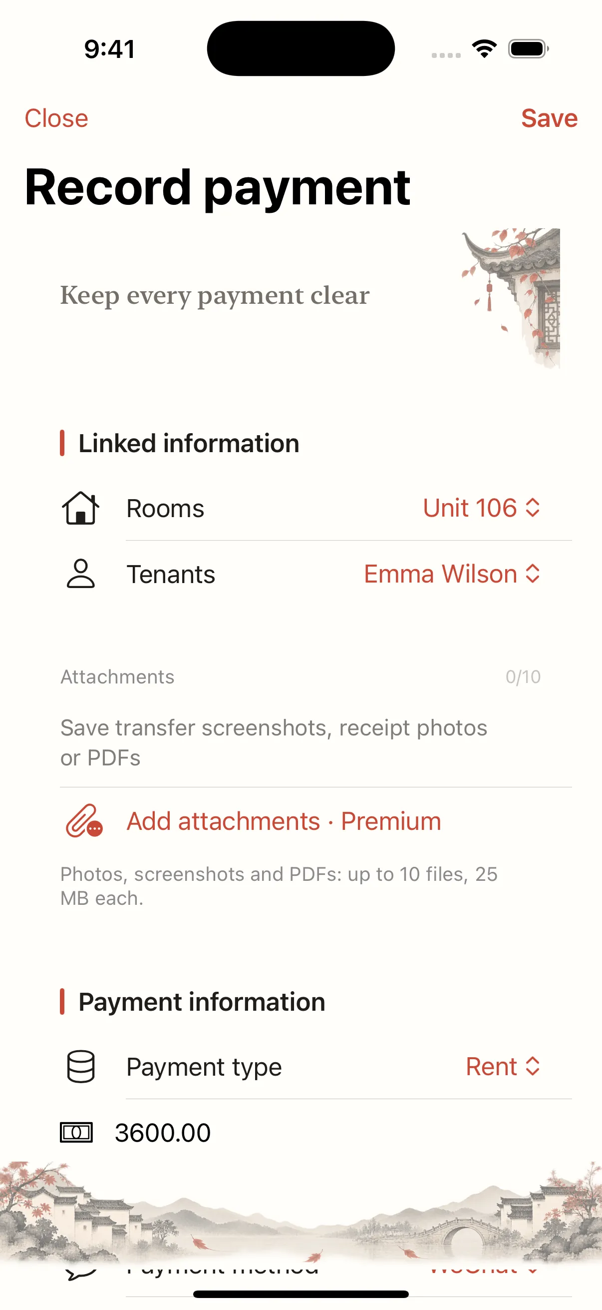 How to record rent paid in two instalments