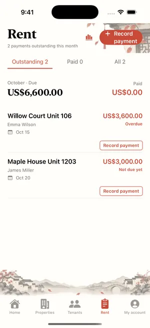 App preview: How do I track rent payments and outstanding rent on iPhone?